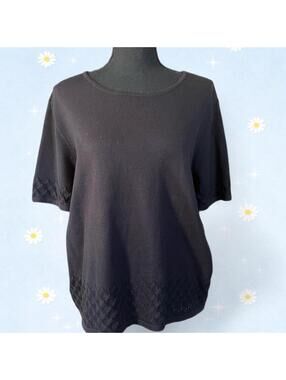 Vintage Laura Scott black knit short sleeve top size XL